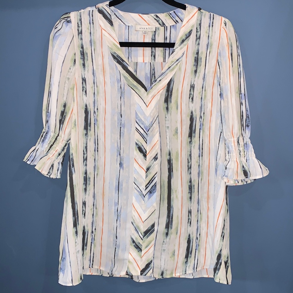 Multi color v neck blouse